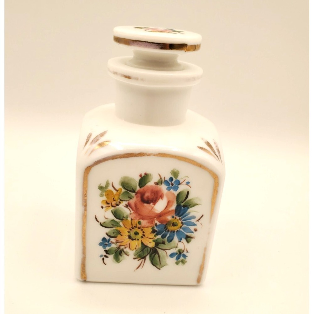 Vintage Westmoreland Milk Glass 4.75" Hand Painted Perfume Bottle